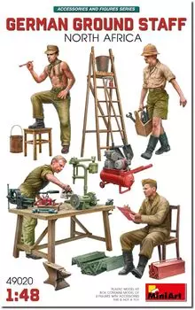 Miniart Немецкий наземный экипаж в Северной Африке 4 фигуры Пластиковая модель MA49020 1/48 с аксессуаром (люди)