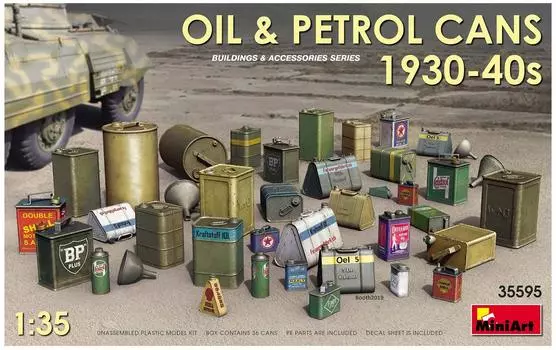 Miniart Oil Oil Can Set Plastic Model MA35595 1/35 & 1930s-40s
