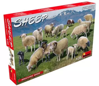 Miniart Sheep 15 Head Set Plastic Model MA38042 1/35