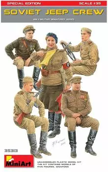 Miniart Советский армейский джип, экипаж из 5 предметов, специальный выпуск с оружием и снаряжением, пластиковая модель MA35313 1/35