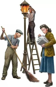 Miniart Street Workers 3 фигурки пластиковая модель MA38081 1/35