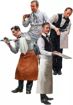Miniart Waiter Figure 4 Pieces Plastic Model MA38052 1/35