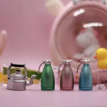 Миниатюра, аксессуары для кукольного домика, миниатюрные копии мини-кухонной утвари, чайник, игровые игрушки серебряный