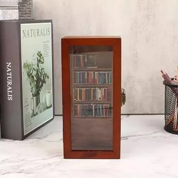Miniature Bookshelf Ornament Wooden Bookshelf Display Cabinet Stress Reliever Bookcase Desktop Decor For Book Lovers Gifts