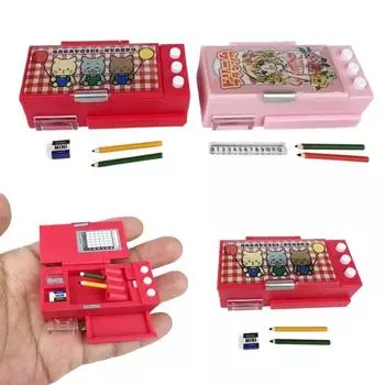 Miniature Dollhouse Pencil Case Simulated Scene Mini Stationery Box Pencil Box Model Kids Toy красный