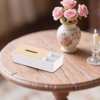 Miniature Dollhouse Tissue Box 1:12 Scale for Bathroom Bedroom Modern Metal Dolls House Accessories белый