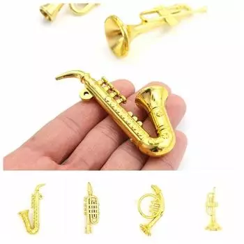 Miniature Model Plastic Gold Musical Instrument Plastic Dollhouse Mini Musical 1:12 Dollhouse midblow
