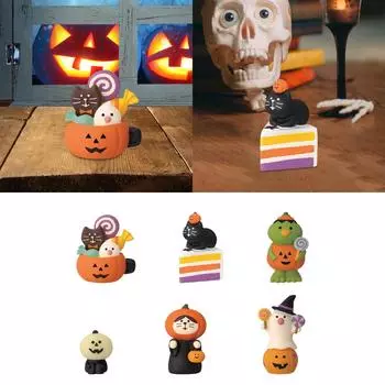 Miniature Pumpkin Figurine Miniature Landscape Scene Layout Miniature Pumpkin Doll for Halloween Party Home Table Decoration