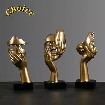 Миниатюрные статуи в европейских домашних офисах, учебных комнатах, настольные украшения для фигурок, подарков, абстрактные маски из смолы, статуи