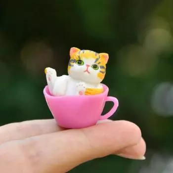 Miniatures Animal Teacup Cat Mini Animals Decoration Teacup Cats Ornaments Car Accessories random