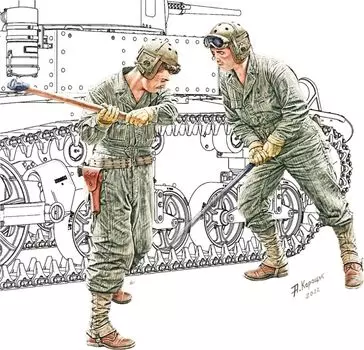 Миниатюрная американская ремонтная бригада шасси танка 2 шт. пластиковая модель MA35481 1/35