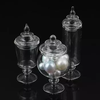 Миниатюрная банка для конфет, игровая модель для кукольного домика, стеклянная банка для закусок, аксессуары для сцены 25*60mm