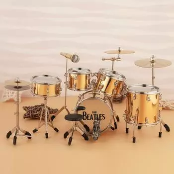 Миниатюрная барабанная установка, мини-модель музыкального инструмента, медные фигурки, аксессуары для кукольного домика, украшения для дома 27x19x14cm