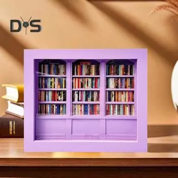 Миниатюрная библиотека с книжной полкой Anxiety с 200 мини-книгами, избавляющими от беспокойства, деревянная книжная полка, сенсорная игрушка для домашнего офиса белый