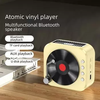 Миниатюрная Bluetooth-колонка в стиле ретро с сабвуфером — идеальный подарок для девушки, для настольного или портативного использования.