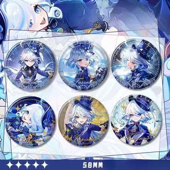 Миниатюрная брошь с персонажем мультфильма Genshin Impact размером 58 мм: Изящно оформленная булавка Furina идеально подходит для значков и украшений в стиле косплея Funina B03