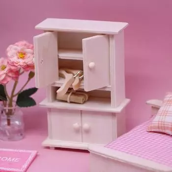 Миниатюрная деревянная модель мебели для гардероба, игрушки для украшения кукольного дома onesize