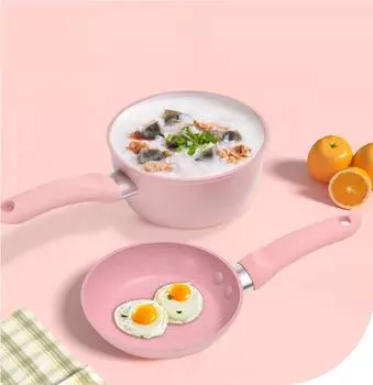 Миниатюрная детская кастрюля с плоским дном, электрическая керамическая плита, набор кухонных принадлежностей, сковорода Three-piece Set белый