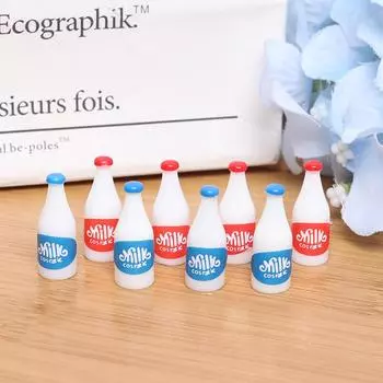 Миниатюрная еда, красная и синяя бутылка молока, реквизит для стрельбы, набор для жизни синий