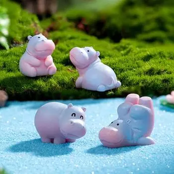Миниатюрная фигурка бегемота, мини-мультяшный бегемот, украшение своими руками, микропейзаж, сказочное садовое животное