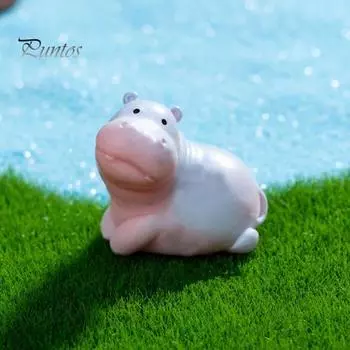 Миниатюрная фигурка бегемота, мини-мультяшный бегемот, украшение своими руками, микропейзаж, сказочный сад, животное, смоляная статуэтка, украшение A