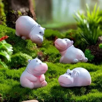 Миниатюрная фигурка бегемота, мини-мультяшный бегемот, украшение своими руками, микропейзаж, сказочный сад, животное, смоляная статуэтка, украшение F