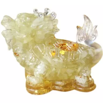 Миниатюрная фигурка дракона-черепахи YUYAKESHI, талисман, милый мини-чехол для сада, рябь, натуральный камень, украшение для интерьера из смолы цитриновый