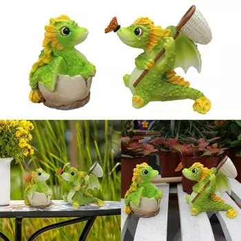 Миниатюрная фигурка дракона из смолы, украшения для микроландшафта, кукольный домик для фей, украшения своими руками зелёный