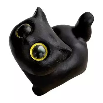 Миниатюрная фигурка кошки, ручная резьба по дереву, статуэтка кошки, коллекционная, полированная, миниатюра C