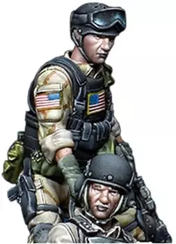 Миниатюрная фигурка Mantis из серии Текущее использование Американский ястреб Ночные охотники Спасатели вертолета Экипаж Набор из смолы Man35148 1/35 Black Down