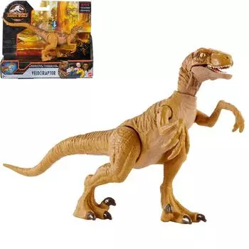 Миниатюрная фигурка Mattel JURASSIC WORLD Real Velociraptor HBX32 Attack! [Общая длина 20 см] [Игрушка динозавр] [Возраст 4+] верблюд