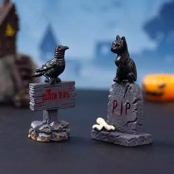 Миниатюрная фигурка на Хэллоуин, костяной череп, гроб, дом, стул, мультяшная страшная статуя призрака, сказочный сад, микропейзаж 4XL костяной