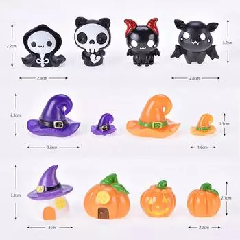 Миниатюрная фигурка на Хэллоуин, симпатичное привидение, тыква, летучая мышь, мини-украшение на Хэллоуин, микропейзаж для домашнего стола, украшения