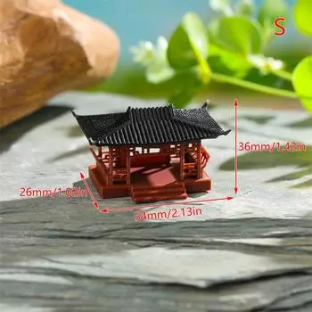 Миниатюрная фигурка павильона, украшение для бонсай, декор для сада, статуэтка для микроландшафта, модель беседки, принадлежности для дзен-сада, садовый рокарий 26*54*36mm