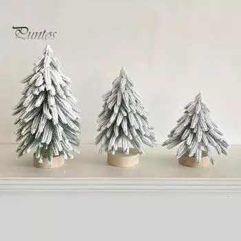 Миниатюрная фигурка рождественской елки, искусственная елка из хвои Норфолкского зеленого цвета/снежного цвета с деревянной основой для декора помещения M зелёный