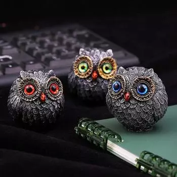 Миниатюрная фигурка совы-хранителя Yousheng, украшение из смолы, сова-счастливчик, настольная статуэтка мудрого наблюдателя, пухлая сова с большими глазами, подарок для любителей птиц