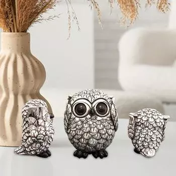 Миниатюрная фигурка совы, реалистичная статуэтка совы из смолы с большими глазами, рождественская настольная центральная деталь для домашнего декора S