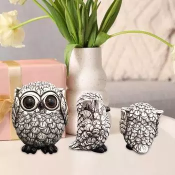 Миниатюрная фигурка совы, реалистичная статуэтка совы из смолы с большими глазами, рождественская настольная центральная деталь для домашнего декора S