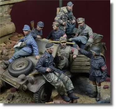 Миниатюрная Германия Последний Kubelwagen Германия Берлин 1945 Большой набор из 8 деталей из смолы DD35240 День Д 1/35