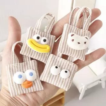 Миниатюрная холщовая сумка с мультяшным рисунком, реалистичная тканевая мини-сумка для кукол, декор для декора, игрушки, аксессуары для кукольного дома для кукол в масштабе 1/6 1/12 D хаки