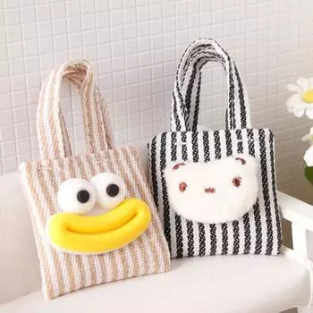 Миниатюрная холщовая сумка с мультяшным рисунком, реалистичная тканевая мини-сумка для кукол, декор для декора, игрушки, аксессуары для кукольного дома для кукол в масштабе 1/6 1/12 D хаки