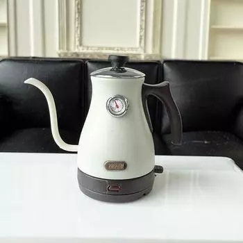 Миниатюрная игрушка для кукольного домика, имитация чайника, модель, украшение, декоративная сцена, игрушки, кукольный домик, кухонная мебель, аксессуары, реквизит бежевый