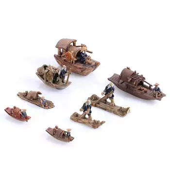 Миниатюрная керамическая лодка: Ландшафтные украшения для аквариумов и песчаных садов color. One-inch boat