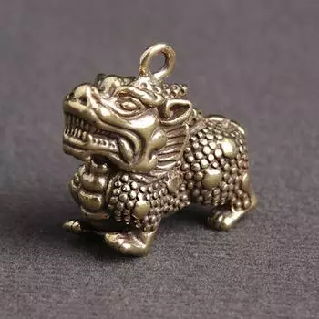 Миниатюрная китайская статуэтка дракона-зверя, антикварная медная мифическая миниатюра дракона, коллекция поделок медный