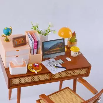 Миниатюрная книжная полка для кукольного домика, стеллаж для хранения вещей, полка для стола в кукольном домике, мебель, подставка для хранения файлов, ящик, модель, декор для сцен из жизни чёрный