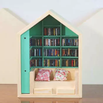 Миниатюрная книжная полка для кукольного домика, книжная полка с тревожным эффектом, украшение из дерева, книжная полка для снятия стресса, для комнаты, рабочего стола, гостиной, книжного магазина