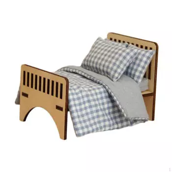 Миниатюрная кровать для кукольного домика Мебель для кукольного домика 1:12 Декор с постельными принадлежностями, Реалистично для Plaid