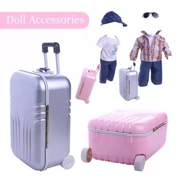 Миниатюрная кукла на колесиках, чемодан на колесиках, деловая тележка, аксессуары для женщин, куклы, Trav N4S4 pink-1pcs