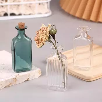 Миниатюрная кукольная банка для конфет из прозрачного стекла, мини-бутылка для хранения кофейных зерен, кубовидная ваза для цветов, модель кухонного декора, игрушка