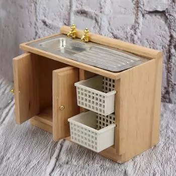 Миниатюрная кукольная мебель для мытья посуды из березы для домашнего использования для детей, стол, 112 Износостойкий